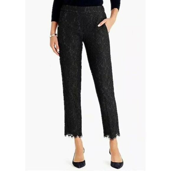 J. Crew‎ black Easy Lace evening ankle pants Sz 2 - Picture 1 of 9